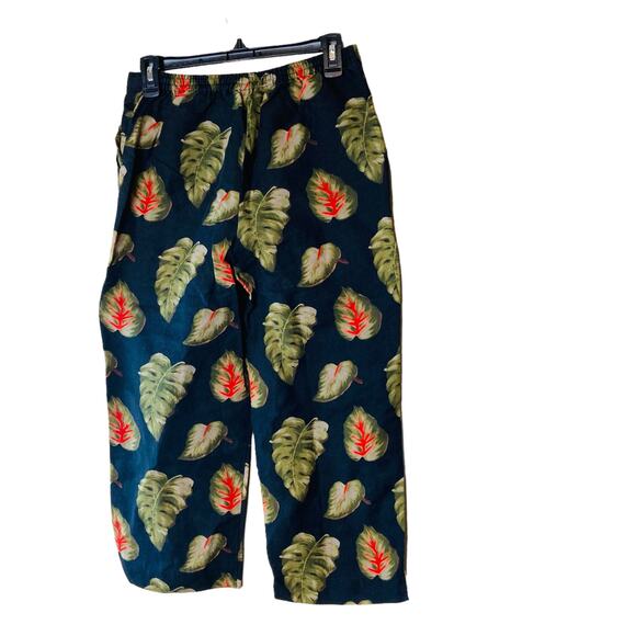 Tropical Elephant Ear Linen Rayon Blend Pant by David Paul Size 6 - Picture 1 of 11